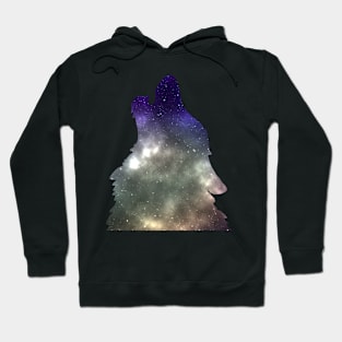 Galaxy Wolf howl light Hoodie